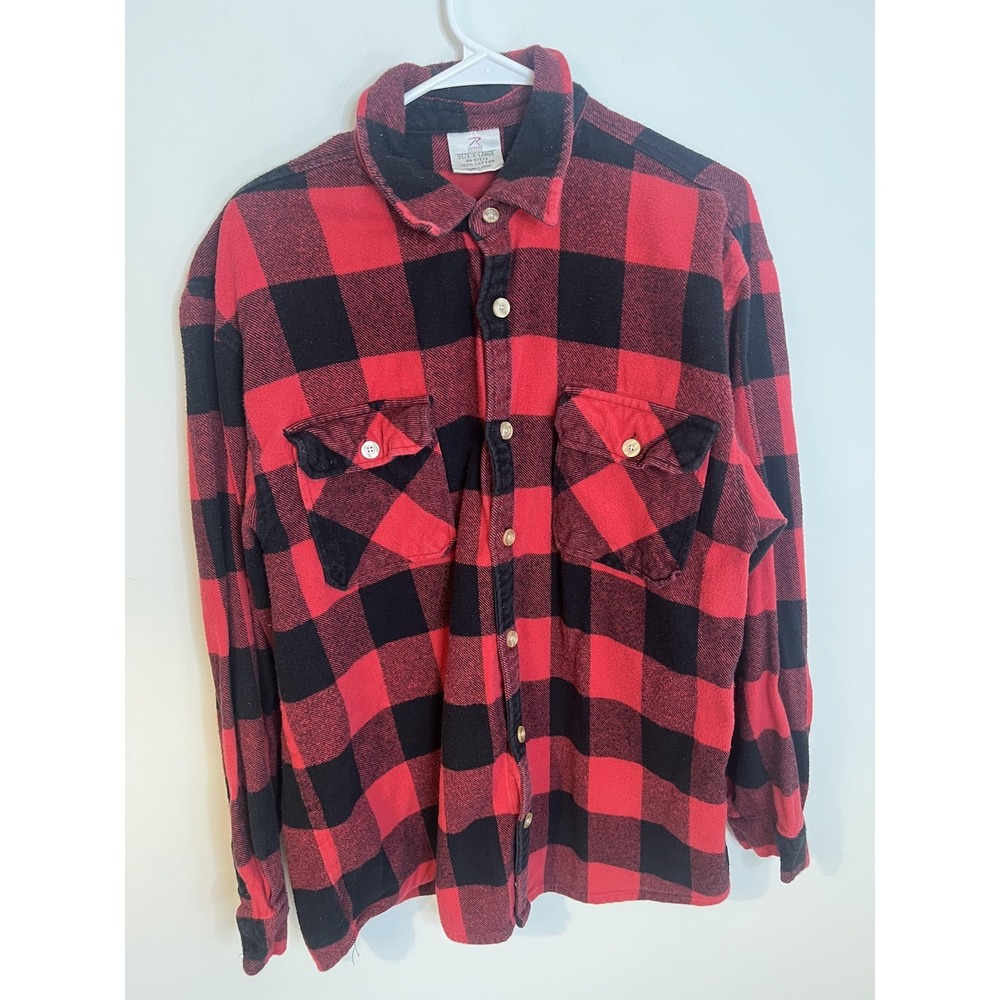 Rothco Shirt Men XL Red Black Buffalo‎ Plaid Flannel Button Lumberjack Grunge